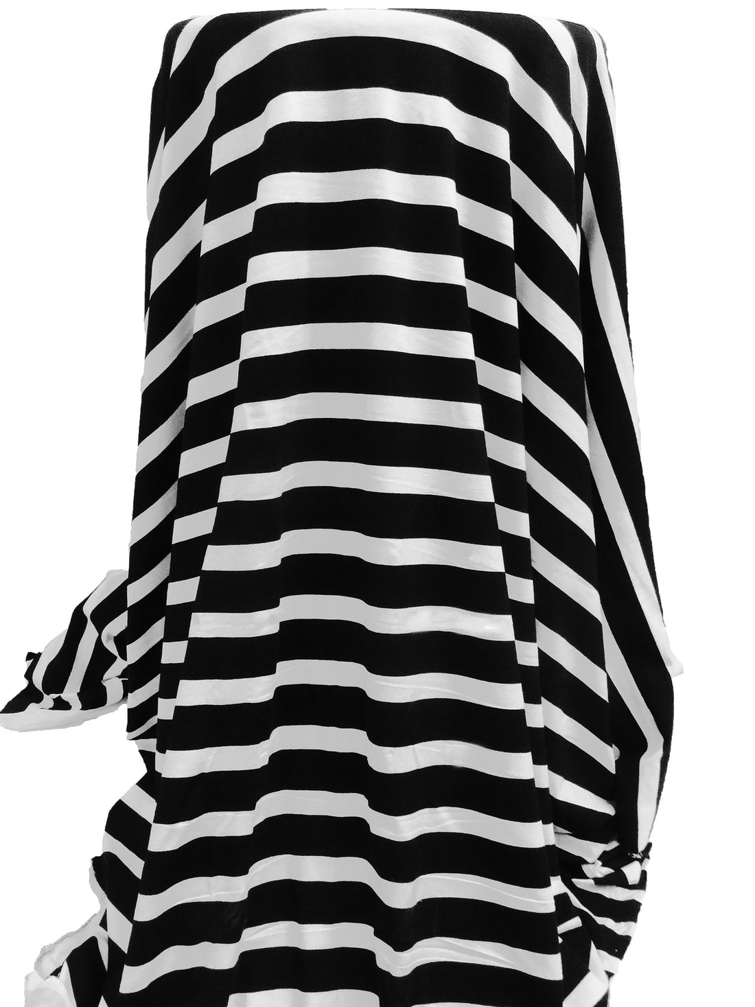 Black/White Rayon/Lycra Horizontal Stripe Print Jersey Knit 60W