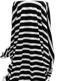Black/White Rayon/Lycra Horizontal Stripe Print Jersey Knit 60W