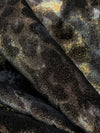 Black/Slate Gray/Metallic Gold Polyester/Spandex Animal Print Shimmer Stretch Velvet Knit 56W