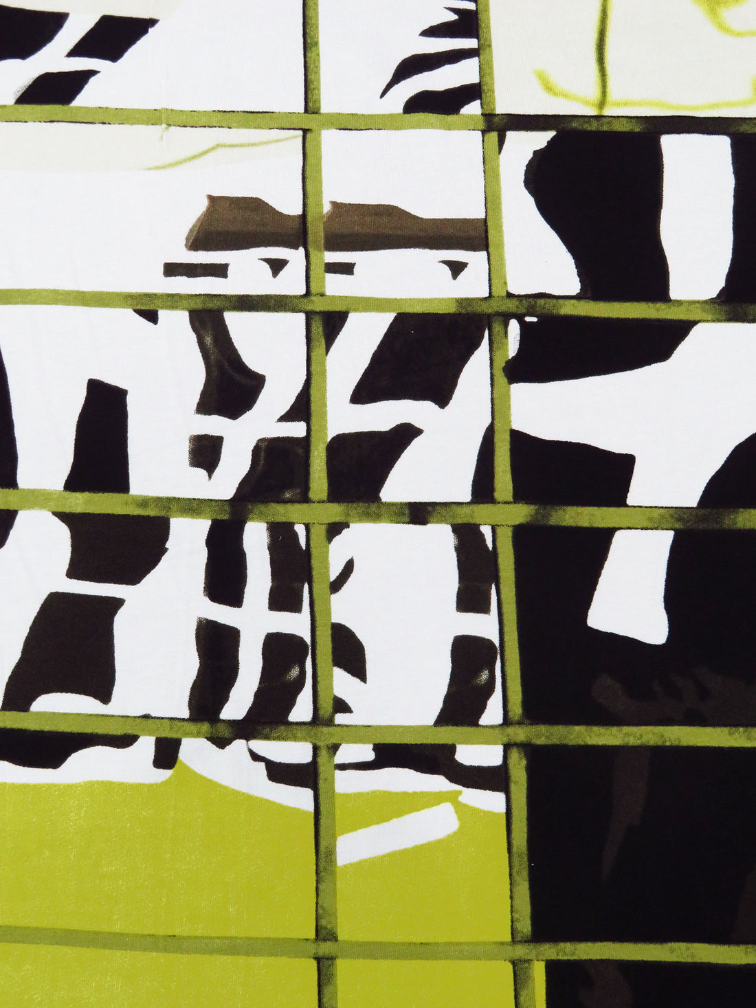 White/Black/Citron/Multi Rayon/Lycra Abstract Grid Print Jersey Knit 59W