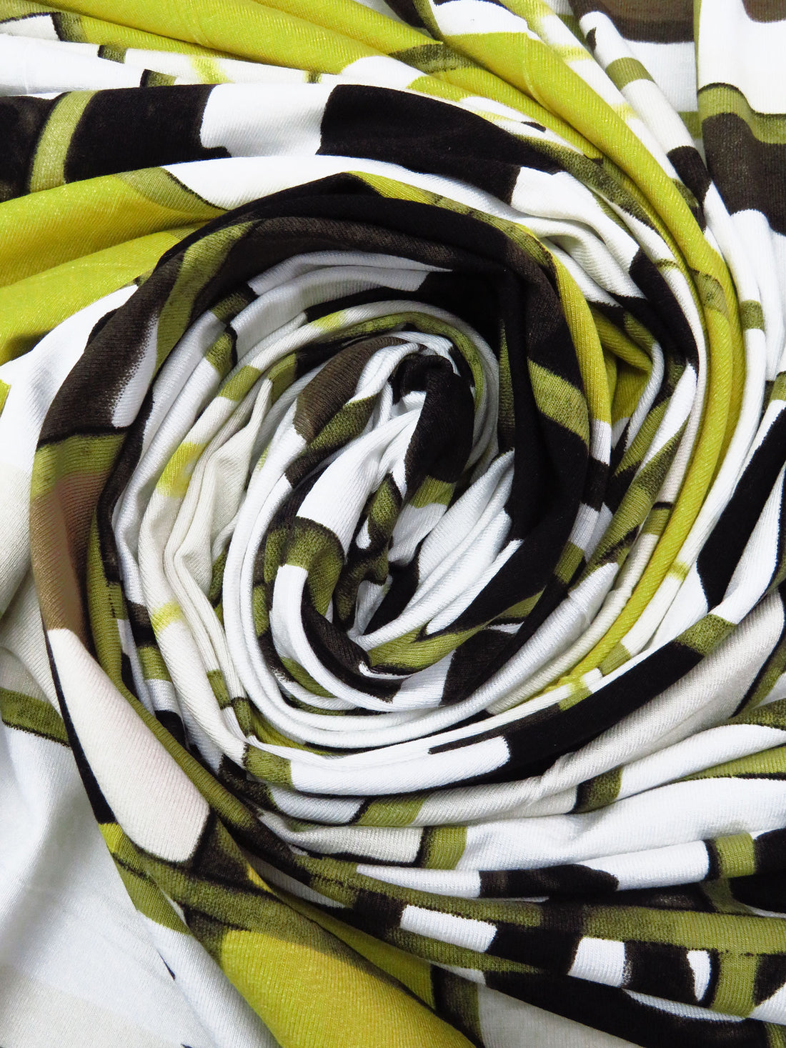 White/Black/Citron/Multi Rayon/Lycra Abstract Grid Print Jersey Knit 59W
