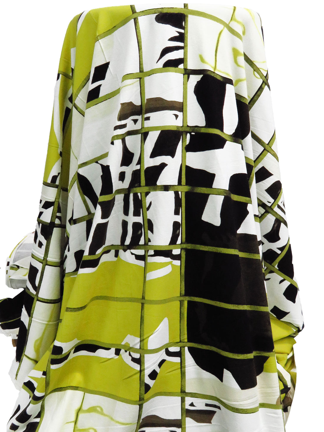 White/Black/Citron/Multi Rayon/Lycra Abstract Grid Print Jersey Knit 59W