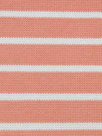 Peachy Coral/White Polyester/Cotton Horizontal Stripe Novelty Weave Sweater Knit 50W