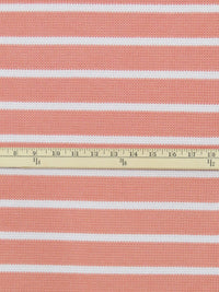 Peachy Coral/White Polyester/Cotton Horizontal Stripe Novelty Weave Sweater Knit 50W