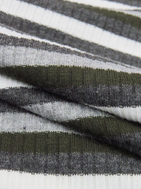 Iron Gray/Rifle Green/White/Cloud Gray Polyester/Lycra Horizontal Stripe Rib Knit 48W