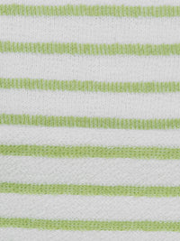 White/Lime Polyester/Cotton Horizontal Stripe Crepe-Like French Terry Knit 44W