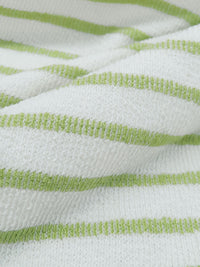 White/Lime Polyester/Cotton Horizontal Stripe Crepe-Like French Terry Knit 44W