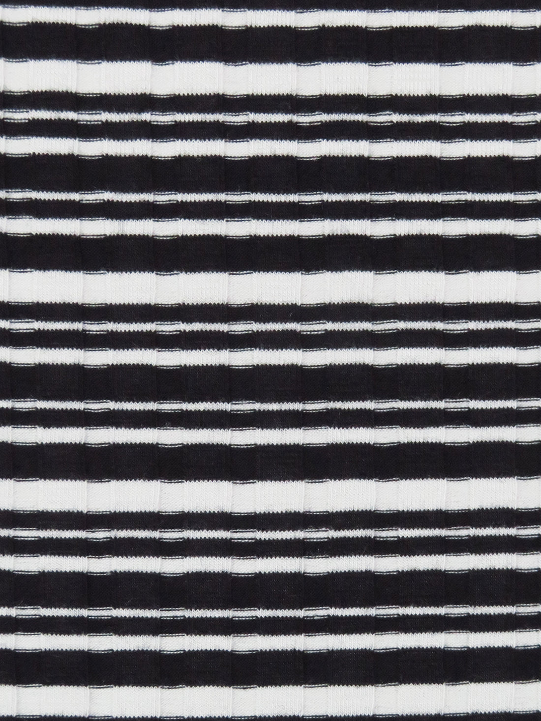 Black/White Polyester/Lycra Horizontal Stripe Rib Knit 52W