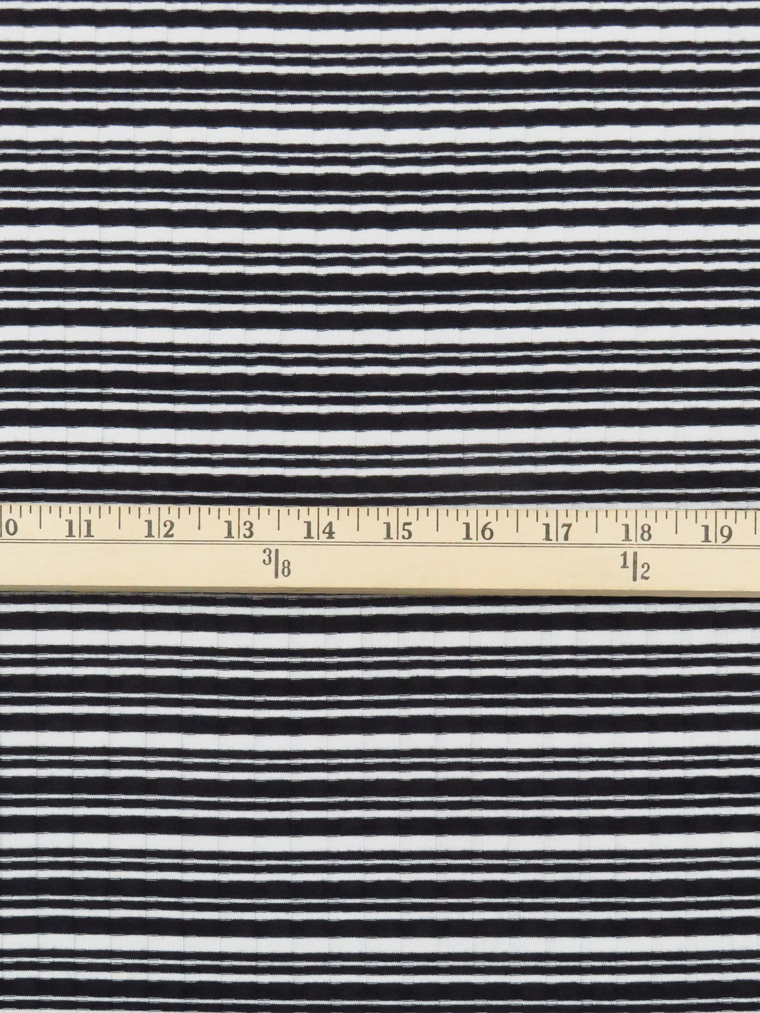 Black/White Polyester/Lycra Horizontal Stripe Rib Knit 52W