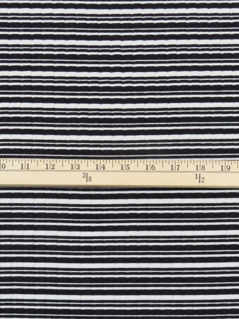 Black/White Polyester/Lycra Horizontal Stripe Rib Knit 52W