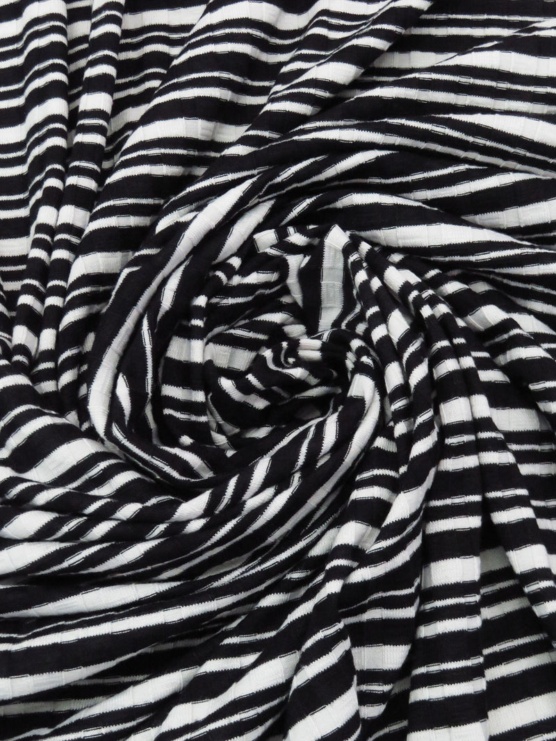 Black/White Polyester/Lycra Horizontal Stripe Rib Knit 52W