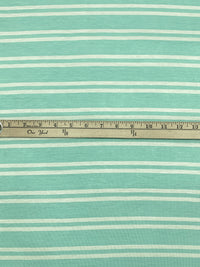 Robin Egg Blue/Off-White Rayon/Lycra Horizontal Stripe Jersey Knit 58W