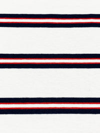 White/Navy/Red Cotton/Lycra Horizontal Stripe Jersey Knit 56W