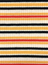 Earth Yellow/Eggshell/Red/Black Polyester/Lycra Horizontal Stripe Rib Knit 54W