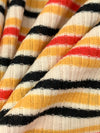 Earth Yellow/Eggshell/Red/Black Polyester/Lycra Horizontal Stripe Rib Knit 54W