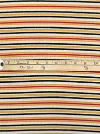 Earth Yellow/Eggshell/Red/Black Polyester/Lycra Horizontal Stripe Rib Knit 54W