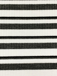 Eggshell/Charcoal/Black Polyester/Lycra Horizontal Stripe Rib Knit 52W