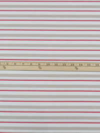 White/Stoney Beige/Cherry Red Polyester/Lycra Horizontal Stripe Rib Knit 56W