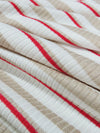 White/Stoney Beige/Cherry Red Polyester/Lycra Horizontal Stripe Rib Knit 56W