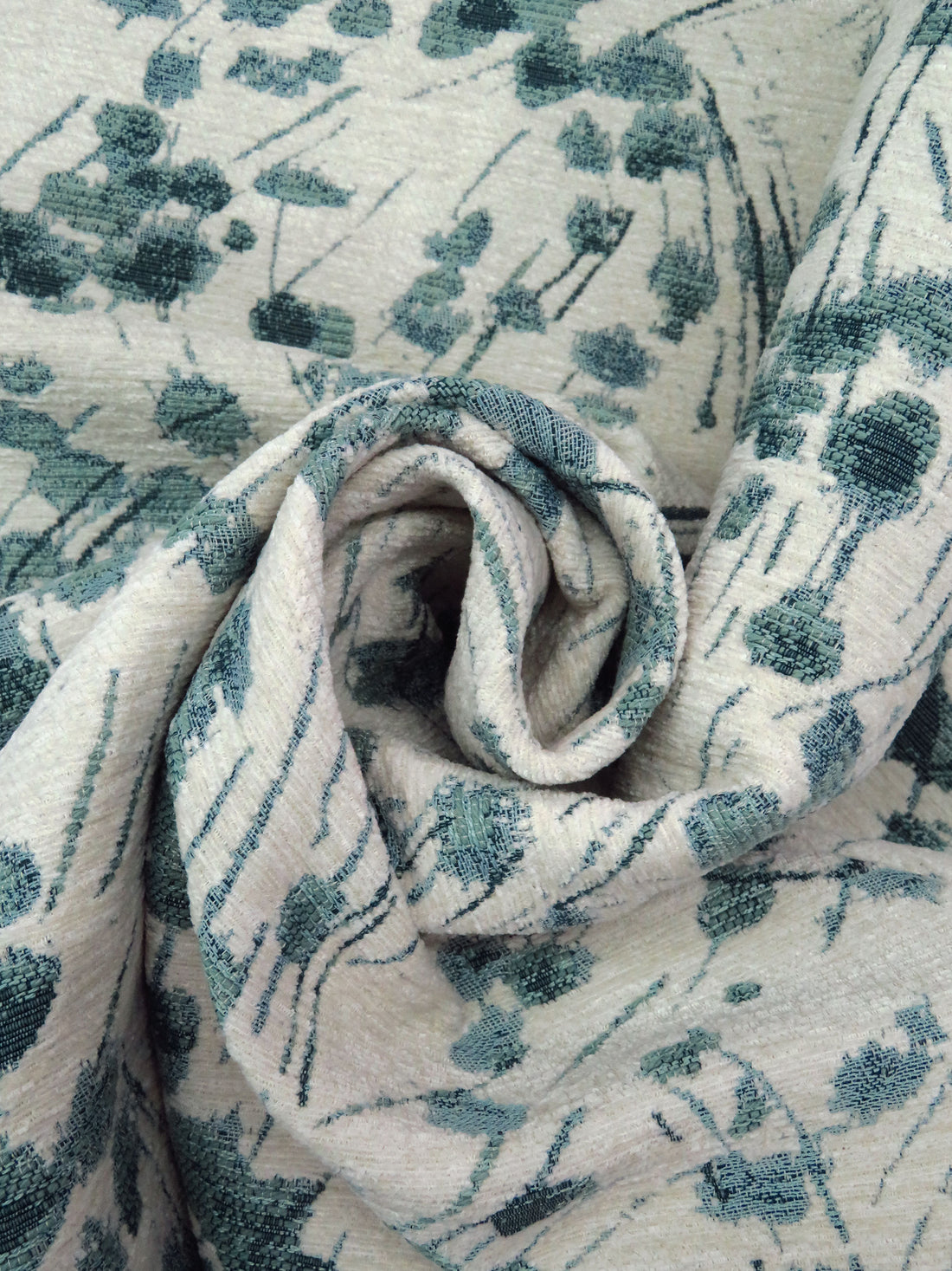 Bone/Midnight Aqua/Pale Teal/Pastel Blue 100% Polyester Abstract Organic Weave Tapestry Jacquard Upholstery Woven 56W