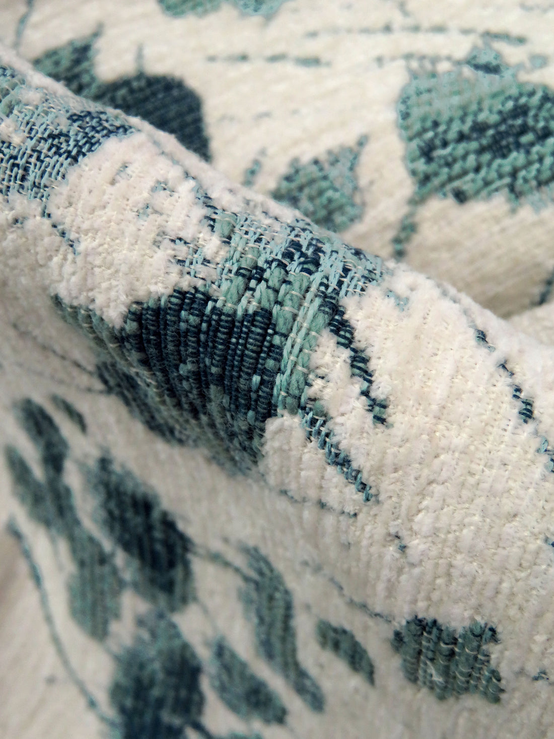 Bone/Midnight Aqua/Pale Teal/Pastel Blue 100% Polyester Abstract Organic Weave Tapestry Jacquard Upholstery Woven 56W