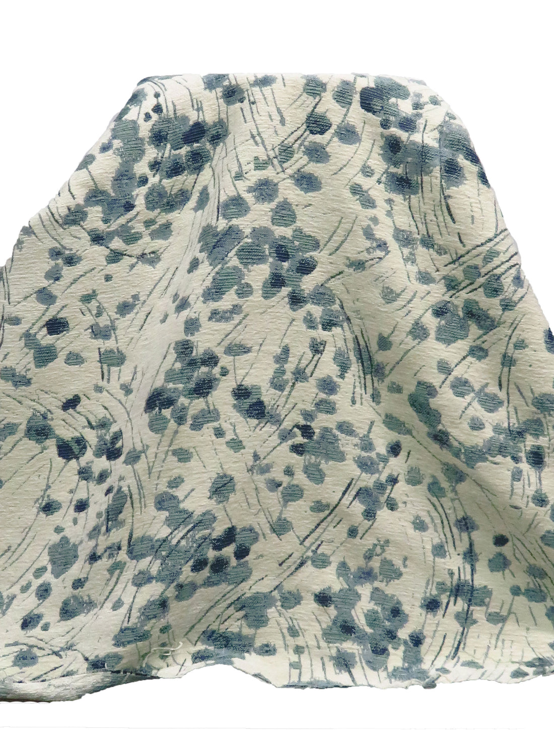 Bone/Midnight Aqua/Pale Teal/Pastel Blue 100% Polyester Abstract Organic Weave Tapestry Jacquard Upholstery Woven 56W