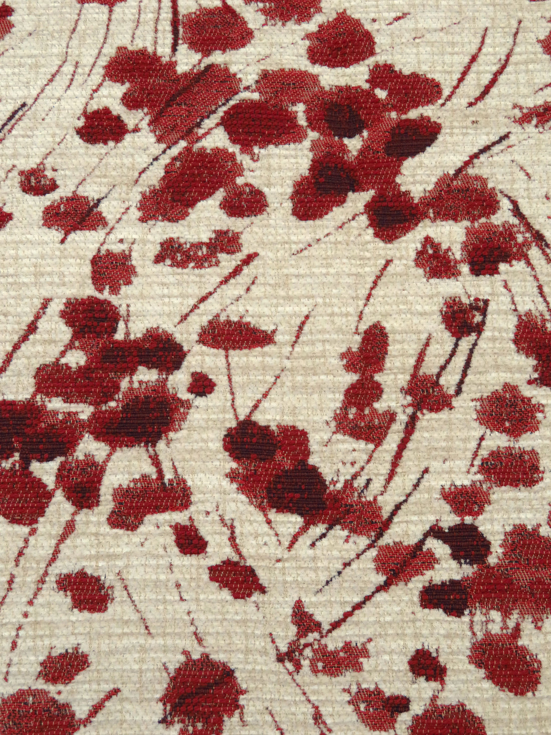 Bone/Auburn Red/Persian Plum/Black 100% Polyester Abstract Organic Weave Tapestry Jacquard Upholstery Woven 56W
