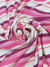 Bubblegum/Mulberry/Cream/Multi Polyester/Cotton/Lycra Horizontal Stripe Jersey Knit 58W