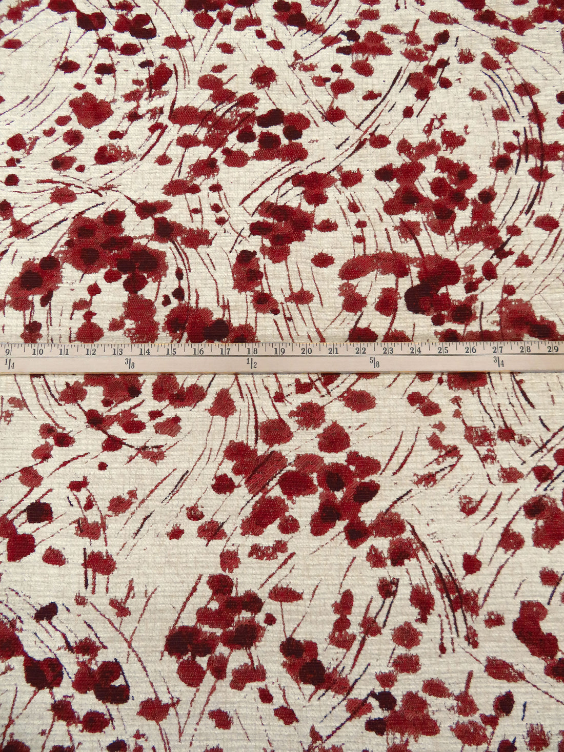Bone/Auburn Red/Persian Plum/Black 100% Polyester Abstract Organic Weave Tapestry Jacquard Upholstery Woven 56W
