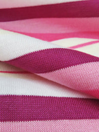 Bubblegum/Mulberry/Cream/Multi Polyester/Cotton/Lycra Horizontal Stripe Jersey Knit 58W