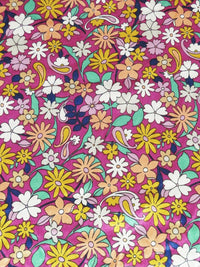 Jazzberry Jam/Apricot/Spearmint Green/Multi Polyester/Lycra Floral Paisley Print Stretch Charmeuse 58W
