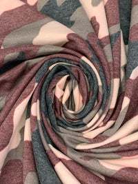 Berry Crush/Soft Ballet Pink/Charcoal/Warm Taupe Polyester/Rayon/Lycra Camouflage Print French Terry Knit 56W