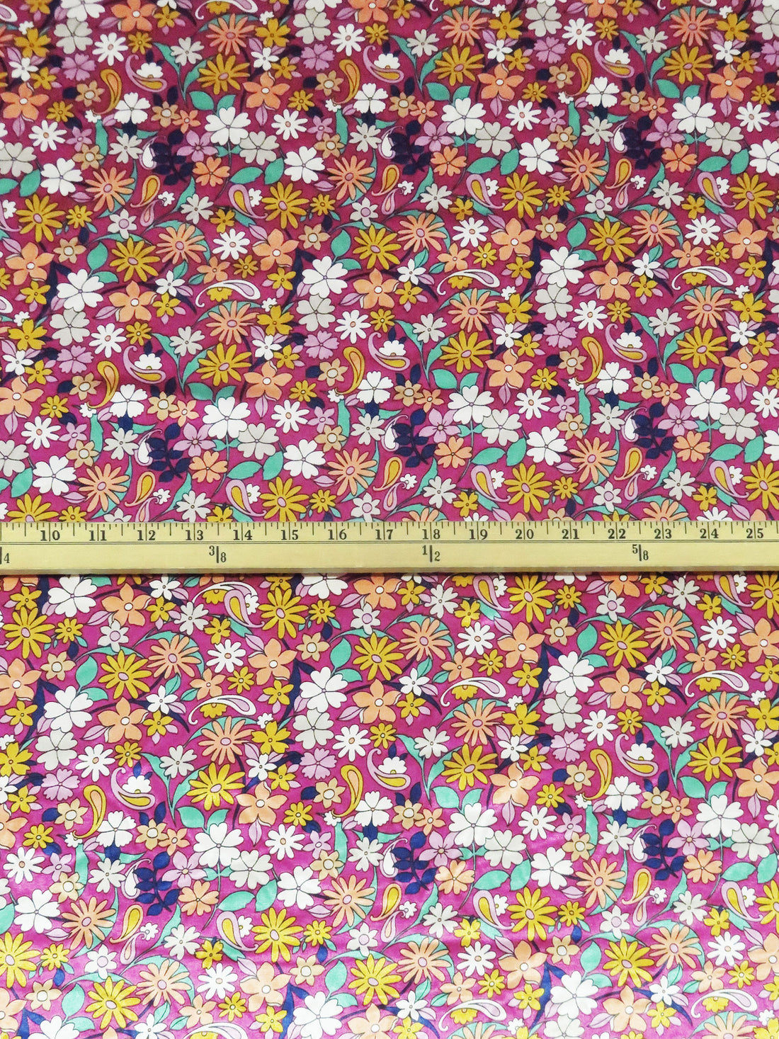 Jazzberry Jam/Apricot/Spearmint Green/Multi Polyester/Lycra Floral Paisley Print Stretch Charmeuse 58W