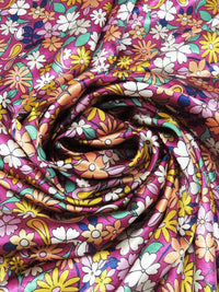 Jazzberry Jam/Apricot/Spearmint Green/Multi Polyester/Lycra Floral Paisley Print Stretch Charmeuse 58W