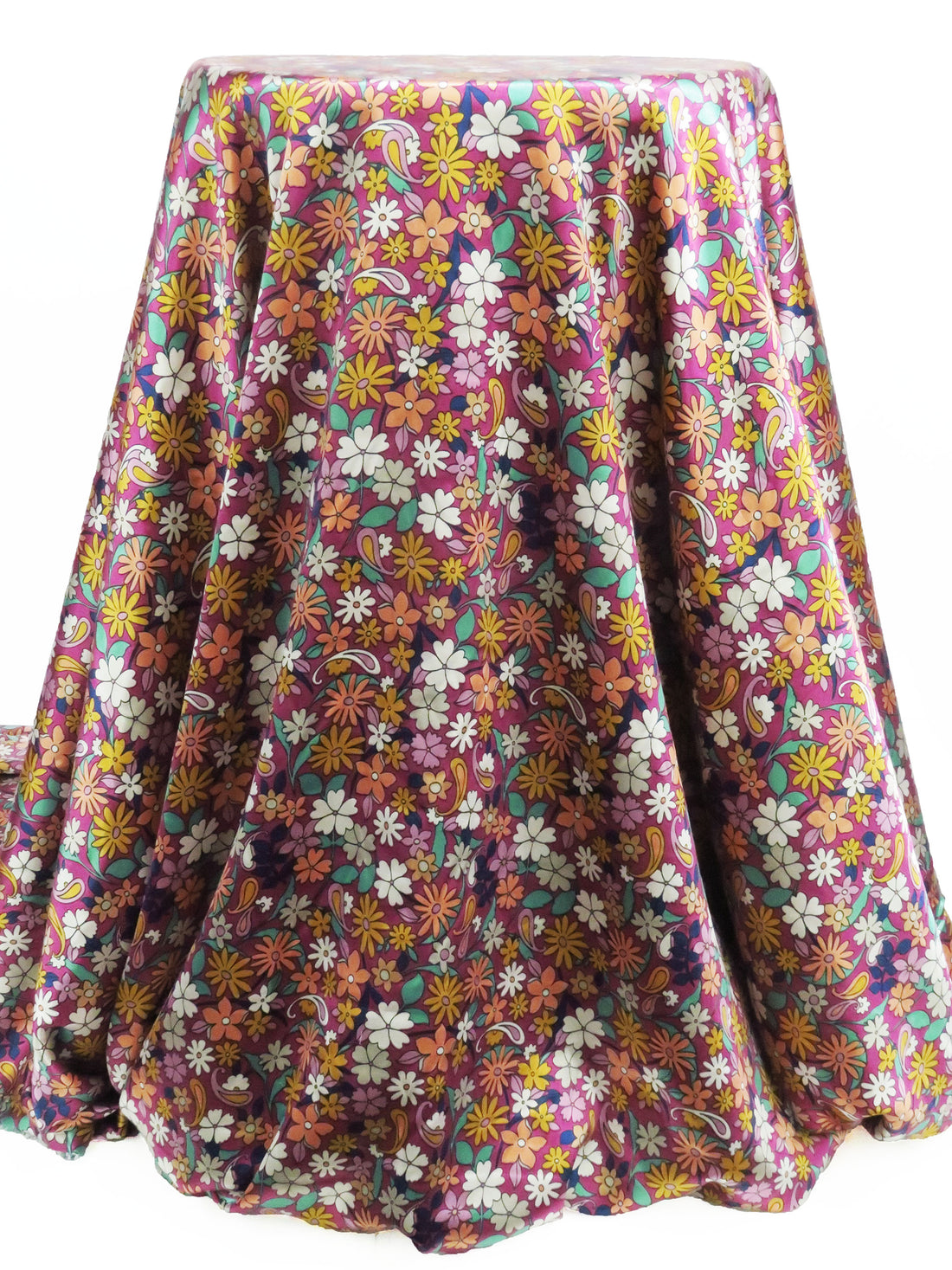 Jazzberry Jam/Apricot/Spearmint Green/Multi Polyester/Lycra Floral Paisley Print Stretch Charmeuse 58W