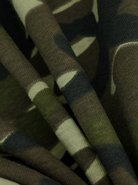 Rifle Green/Muted Cedar/Pale Sage/Black Cotton/Lycra Camouflage Print Jersey Knit 56W