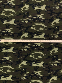 Rifle Green/Muted Cedar/Pale Sage/Black Cotton/Lycra Camouflage Print Jersey Knit 56W