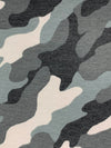 Cool Silver/Nickel/Bone/Charcoal Polyester/Rayon/Lycra Camouflage Print French Terry Knit 60W