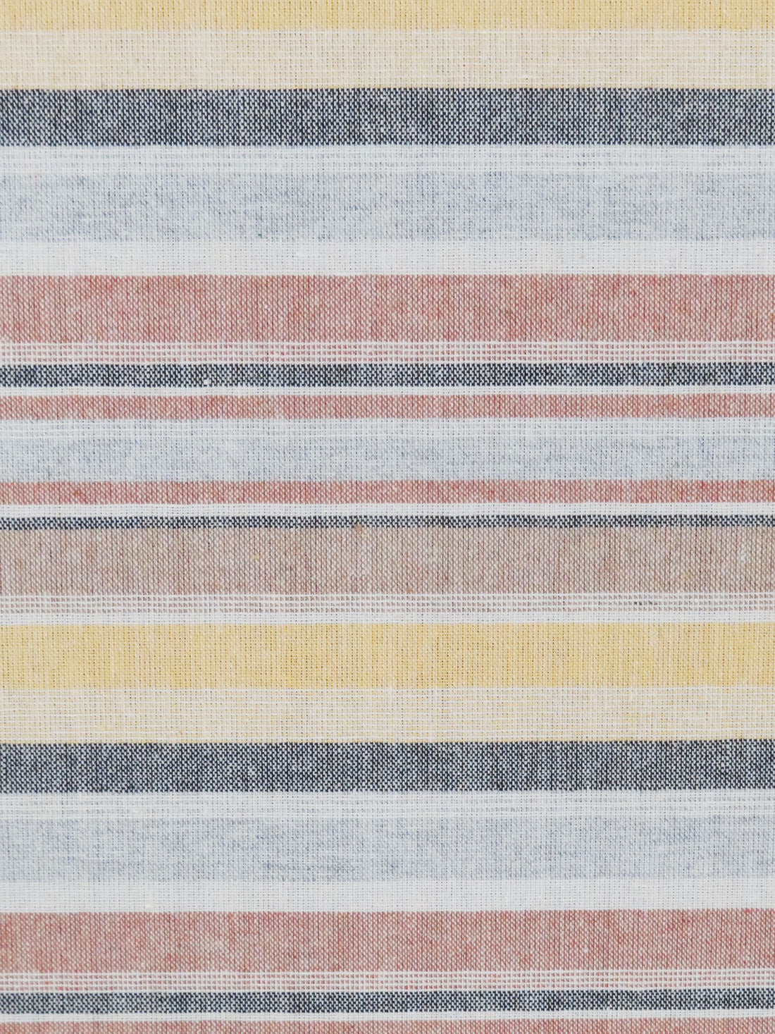 Lemon/Terracotta/White/Multi 100% Cotton Horizontal Stripe Yarn-Dyed Shirt Weight Woven 54W