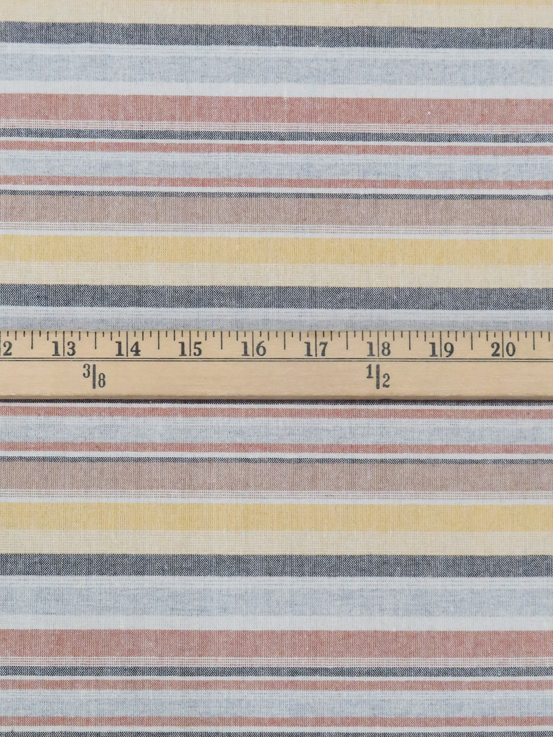 Lemon/Terracotta/White/Multi 100% Cotton Horizontal Stripe Yarn-Dyed Shirt Weight Woven 54W