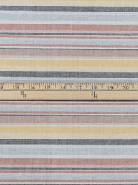 Lemon/Terracotta/White/Multi 100% Cotton Horizontal Stripe Yarn-Dyed Shirt Weight Woven 54W