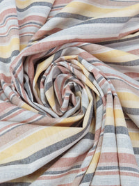 Lemon/Terracotta/White/Multi 100% Cotton Horizontal Stripe Yarn-Dyed Shirt Weight Woven 54W