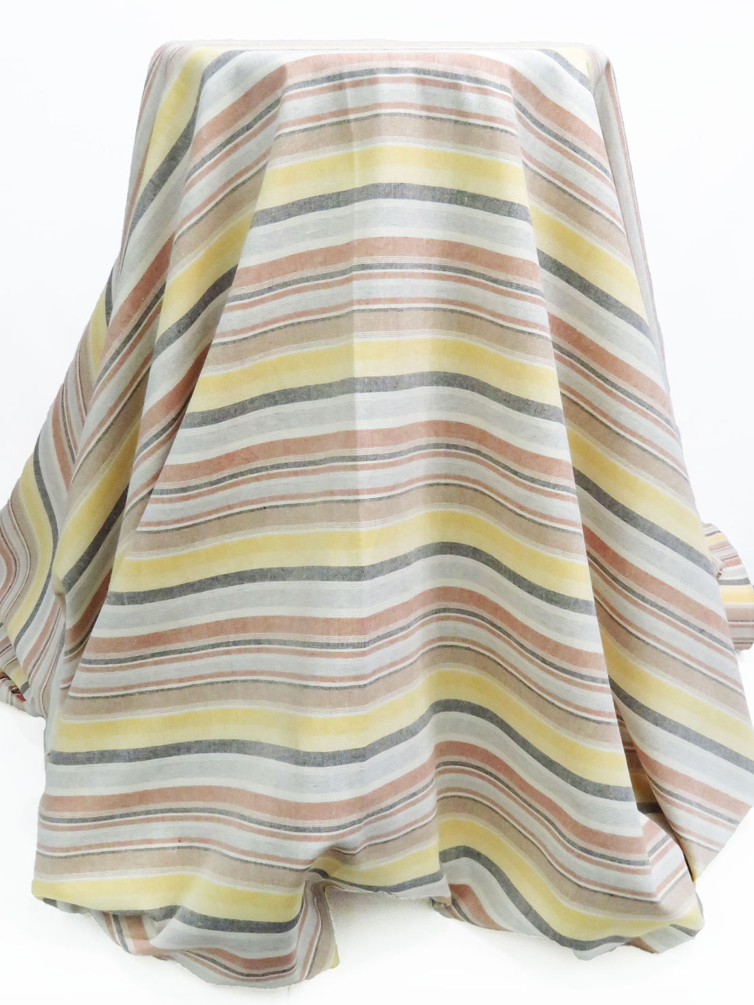 Lemon/Terracotta/White/Multi 100% Cotton Horizontal Stripe Yarn-Dyed Shirt Weight Woven 54W