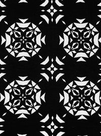 Black/White Cotton/Lycra Geometric Medallion Print Jersey Knit 60W