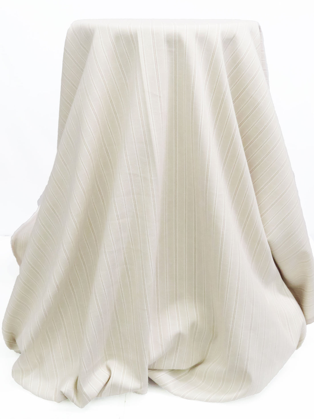 Sand Dollar/White/Tuscan Tan Cotton/Lycra Vertical Stripe Stretch Bottom Weight Woven 48W