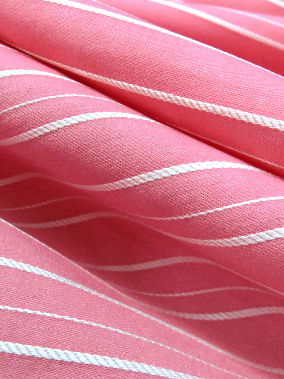 Neon Flamingo Pink/White Cotton/Nylon/Lycra Horizontal Stripe Weave Stretch Bengaline Suiting 57W