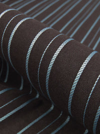 Espresso Brown/Baby Blue Cotton/Nylon/Lycra Horizontal Stripe Weave Stretch Bengaline Suiting 57W