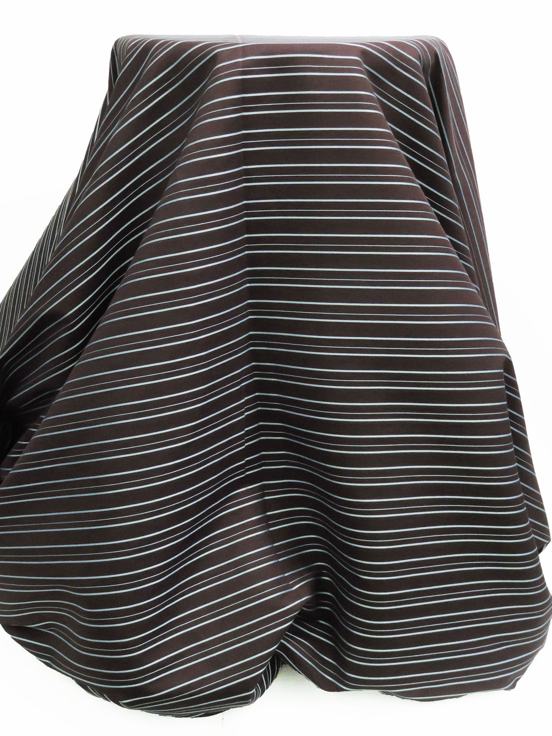 Espresso Brown/Baby Blue Cotton/Nylon/Lycra Horizontal Stripe Weave Stretch Bengaline Suiting 57W