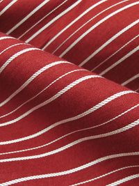 Red Garnet/White Cotton/Nylon/Lycra Horizontal Stripe Weave Stretch Bengaline Suiting 57W