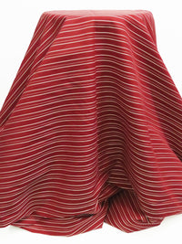 Red Garnet/White Cotton/Nylon/Lycra Horizontal Stripe Weave Stretch Bengaline Suiting 57W